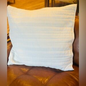 West Elm Dobby Ladder Stripe Organic Cotton White Euro Pillow Shams Set of 3 New